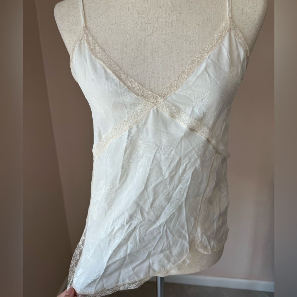 NWT ZADIG & VOLTAIRE Judo White Clark Jac Paisley Camisole top with Lace sz S